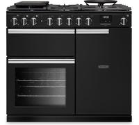 Rangemaster Professional Deluxe PRDL100DFPCBL/CM1 100cm wide Dual Fuel Range Cooker with Gas Hob - Black Black