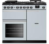 Rangemaster Professional Deluxe PRDL100DFPMSB/CM1 100cm wide Dual Fuel Range Cooker with Gas Hob - Misty Blue Blue