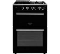 Rangemaster Professional Plus 60 PROPL60NGFBL/C 60cm wide Double Oven Gas Cooker with Full Width Electric Grill - Black / Chrome - A+/A Rated, Black