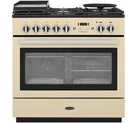 Rangemaster Professional Plus FX PROP90FXDFFCR/C 90cm wide Dual Fuel Range Cooker with Gas Hob - Cream/Chrome - A Rated