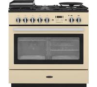 Rangemaster Professional Plus FX PROP90FXDFFCR/C 90cm wide Dual Fuel Range Cooker with Gas Hob - Cream / Chrome - A Rated
