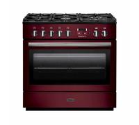 Rangemaster Professional Plus FX PROP90FXDFFCY 90cm Wide Cranberry Dual Fuel Range Cooker - Chrome Trim