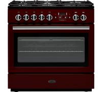 Rangemaster Professional Plus FX PROP90FXDFFCY/C 90cm Dual Fuel Range Cooker with Gas Hob - Cranberry / Chrome - A Rated, Red