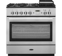Rangemaster Professional Plus FX PROP90FXDFFSS/C 90cm Dual Fuel Range Cooker with Gas Hob - Stainless Steel / Chrome - A Rated, Stainless Steel