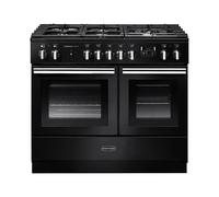 Rangemaster Professional Plus FX PROPL100FXDFFGB/C 100cm Wide Gloss Black Dual Fuel Freestanding Range Cooker - Chrome Trim