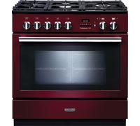 Rangemaster Professional Plus FXP PROP90FXPDFFCY/C 90cm Dual Fuel Range Cooker with Gas Hob - Cranberry - A Rated, Red