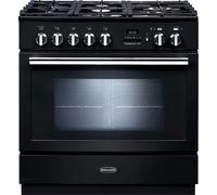 Rangemaster Professional Plus FXP PROP90FXPDFFGB/C 90cm Dual Fuel Range Cooker with Gas Hob - Black - A Rated, Black