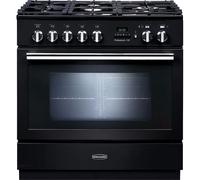 Rangemaster Professional Plus FXP PROP90FXPDFFGB/C 90cm Dual Fuel Range Cooker with Gas Hob - Black - A Rated, Black