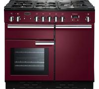 Rangemaster Professional Plus PROP100DFFCY/C 100cm Dual Fuel Range Cooker with Gas Hob - Cranberry - A/A Rated, Red