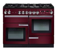 Rangemaster Professional Plus PROP110DFFCY/C 110cm Dual Fuel Range Cooker with Gas Hob - Cranberry / Chrome - A/A Rated, Red