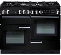 Rangemaster Professional Plus PROP110DFFGB/C 110cm Dual Fuel Range Cooker with Gas Hob - Black / Chrome - A/A Rated, Black