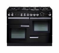 Rangemaster Professional Plus PROP110NGFGB 110cm Wide Gloss Black Gas Freestanding Range Cooker - Chrome Trim