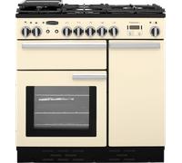 Rangemaster Professional Plus PROP90DFFCR/C 90cm Dual Fuel Range Cooker with Gas Hob - Cream / Chrome - A/A Rated, Cream