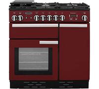 Rangemaster Professional Plus PROP90DFFCY/C 90cm wide Dual Fuel Range Cooker with Gas Hob - Cranberry/Chrome - A