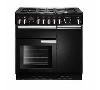 Rangemaster Professional Plus PROP90DFFGB/C 90cm Dual Fuel Range Cooker with Gas Hob - Black / Chrome - A/A Rated, Black