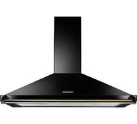 Rangemaster RCLAHDC110BL/B 110cm Chimney Cooker Hood - Black / Brass Rail & Badge, Black