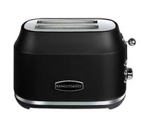 Rangemaster RMCL2S201BK Classic Black 1kW 2 Slice Toaster with Defrost, Cancel & Reheat Functions, Removable Crumb Tray & 6 Power Levels with 2 Year Guarantee
