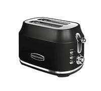 Rangemaster RMCL2S201BK Classic Black 1kW 2 Slice Toaster with Defrost, Cancel & Reheat Functions, Removable Crumb Tray & 6 Power Levels with 2 Year Guarantee