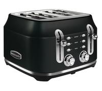 Rangemaster RMCL4S201BK Classic Black 2.1kW 4 Slice Toaster with Defrost, Cancel & Reheat Functions, Removable Crumb Tray & 6 Power Levels with 3 Year Guarantee