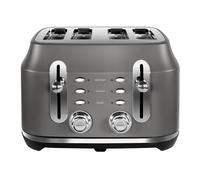 Rangemaster RMCL4S201GY Classic Grey 2.1kW 4 Slice Toaster with Defrost, Cancel & Reheat Functions, Removable Crumb Tray & 6 Power Levels with 2 Year