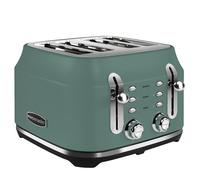 Rangemaster RMCL4S201MG Mineral Green 2.1kW 4 Slice Toaster with Defrost, Cancel & Reheat Functions, Removable Crumb Tray & 6 Power Levels with 2 Year Guarantee