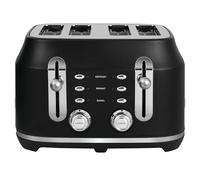 Rangemaster RMCL4S304BK Classic Toaster with Extra-Wide Slots, 6 Browning Levels and 3 Auto-Settings in Matt Black