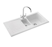 Rangemaster Rustic White Ceramic Inset 1.5 Kitchen Sink With Waste