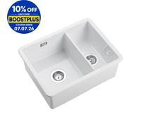 Rangemaster Rustique Under/Inset 1.5 Bowl Ceramic White Kitchen Sink (Inc. Waste