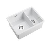 Rangemaster Rustique Kitchen Sink 1.5 Bowl Left Hand Ceramic White Free Waste