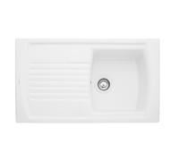 Rangemaster Tenby Single Bowl Inset White Ceramic Kitchen Sink with Reversible Drainer