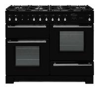 Rangemaster Toledo + TOLP110DFFGB/C 110cm wide Dual Fuel Range Cooker with Gas Hob - Black / Chrome - A