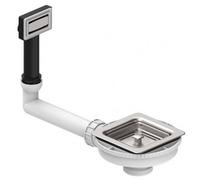 Rangemaster Waste Kit For Atlantic Quad - Plastic & Stainless Steel Basket Strainer With Overflow Piping