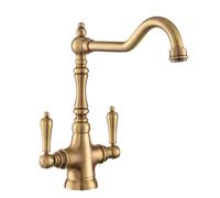 Rangemaster Waverley Double Lever Kitchen Mixer Tap - Antique Brass