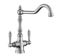 Rangemaster Waverley Double Lever Kitchen Mixer Tap - Polished Nickel