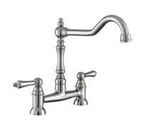 Rangemaster Waverley Double Lever Kitchen Mixer Tap - Polished Nickel