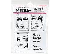 Ranger Boxed Faces Dina Wakley Media Cling Stamps, 6" x 9"