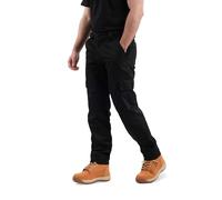 Ranger Cargo Work Trousers, Combat Style Tactical Work Pants in Black & Navy Blue. Built for Tradesmen, Ideal for Storing Tools, Designed with Maximum Durability. (Black 32 L)