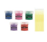 Ranger Embossing Powder Bundle - Blue, Magenta, Green, Purple and Red - 1 oz Jars - Use with Ranger Embossing Inks and Accessories - with Trebbies Detail Sticks