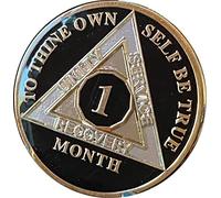 Ranger Industries 1 Month AA Medallion Glossy Classic Black 30 Day Sobriety Chip