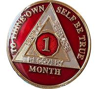 Ranger Industries 1 Month AA Medallion Metallic Mandarin Red 30 Day Sobriety Chip