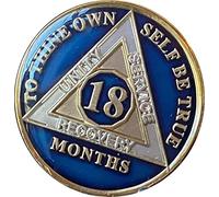 Ranger Industries 18 Month AA Medallion Metallic Midnight Blue Tri-Plate Sobriety Chip