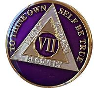 Ranger Industries 7 Year AA Medallion Metallic Purple Tri-Plate Sobriety Chip VII