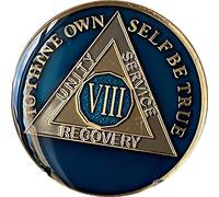 Ranger Industries 8 Year AA Medallion Metallic Midnight Blue Sobriety Chip VIII, Resin