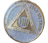 Ranger Industries 8 Year AA Medallion Silver Opal Glitter Multi-Color Sobriety Chip
