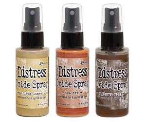 Ranger Tim Holtz Distress Oxide Sprays 3 Colors Including Antique Linen, Tea Dye and Walnut Stain, Bundle of 3 Items