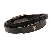 Rangers FC Leather Crest Bracelet (One Size) (Black)