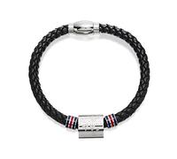 Rangers F.C. Mens Stainless Steel And Black Leather Weave Magnetic Bracelet