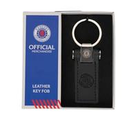 Rangers FC Crest Leather Keyring (One Size) (Black/Silver)
