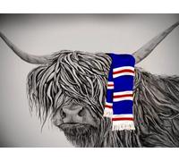 Rangers FC Highland Cow A3 Print Poster Wall Art Decor Kitchen Bedroom Living Room Hall Bathroom Album Gift
