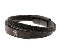 Rangers FC Leather Crest Bracelet (One Size) (Black)